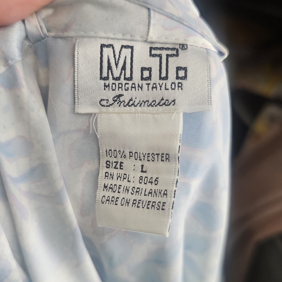 Vintage Morgan Taylor Chantilly Blue Floral Robe Size Large - Picture 7 of 7